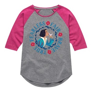 Girls' - Snow White - Fearless Fair Brave True Shirt Tail Raglan Graphic T-shirt - 1 of 3