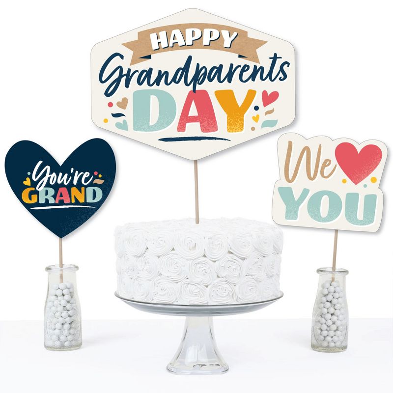 Big Dot of Happiness Happy Grandparents Day - Grandma & Grandpa Party Centerpiece Sticks - Table Toppers - Set of 15, 4 of 10