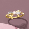 Pure Collection by Ross-Simons 3-3.5mm Cultured Pearl Bow Ring With Diamonds in 14kt Yellow Gold - 4 of 4
