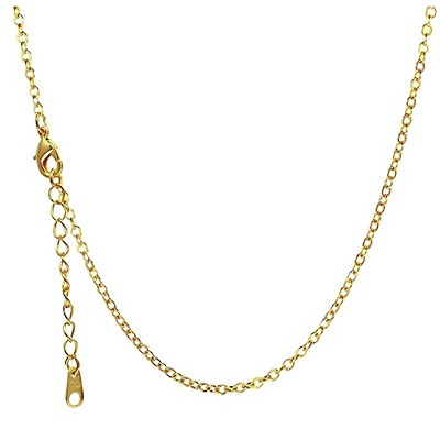 Cable Chain Womens Mens 18" plus 2 " Extender Gold Sterling Silver 1mm Width Ginger Lyne Collection