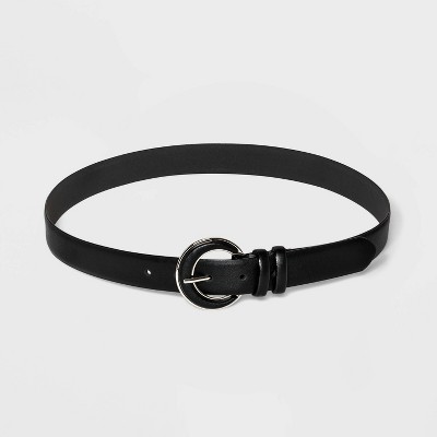 Women's Faux Leather Inlet Belt - A New Day™ Black XL