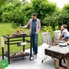 Outdoor Grill Cart with Double-Shelf, Portable Dining Cart Table for BBQ Stainless Steel/Iron Movable Food Prep Table - 3 of 4