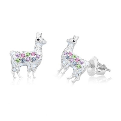 Chanteur Hypoallergenic Kids Jewelry Accessories Lama CZ White Gold Palladium Plating Stud Earrings Surgical Titanium Posts