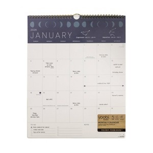 Yoobi Evolve 2026 12 Months Wall Calendar 12"x15" Monthly Navy Moon Phases - 1 of 4