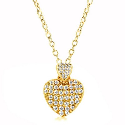 Chanteur Hypoallergenic Kids Jewelry Accessories Heart White Crystal Yellow Gold Brass Plating Necklace Pendant