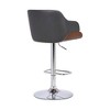 FurniFact,Adjustable Swivel Bar Stool with Grey Faux Leather and Walnut Finish - 2 of 4