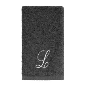 Avanti  Granite with Silver Script Monogram Bath Towel Letter   L - 1 of 3