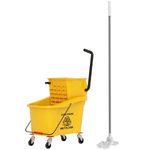 Aghana Digitals 27.5 Quart Yellow Floor Cleaning Mop Bucket with Down Press Wringer, 4 Wheels, - 1 of 4