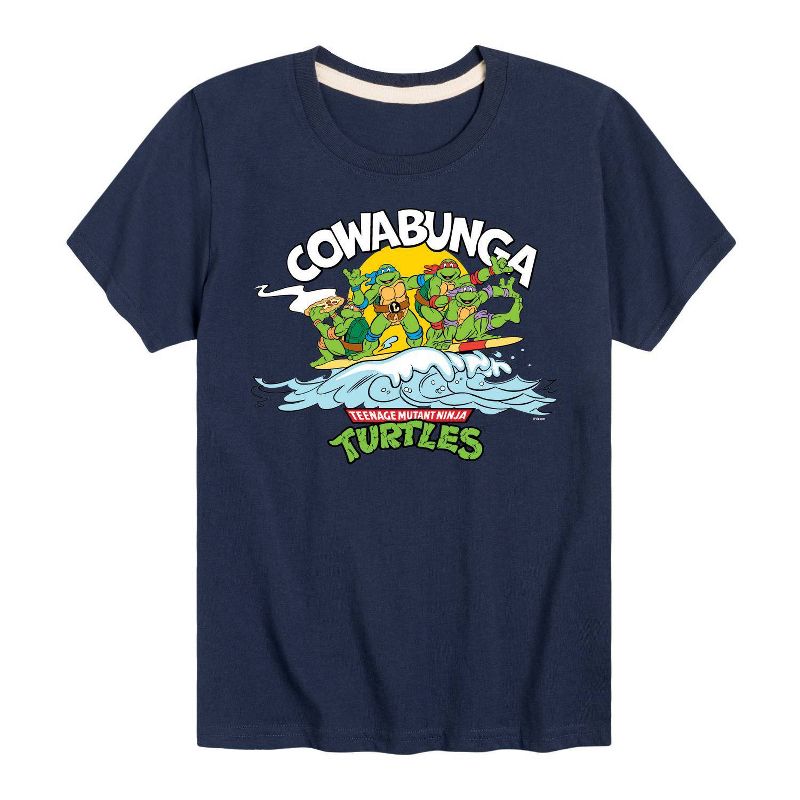 Boys' Teenage Mutant Ninja Turtles Cowabunga Short Sleeve Graphic T-Shirt - Navy Blue, 1 of 2