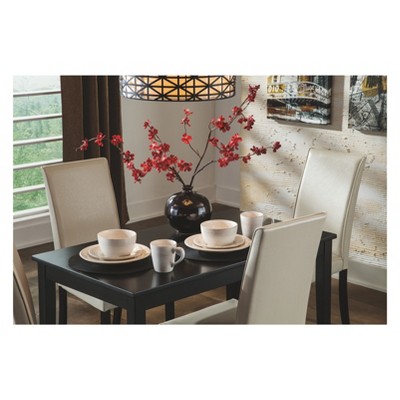 Ivory Faux Leather Upholstered Parsons Side Chair with Wood Legs