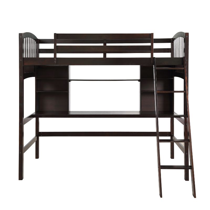Twin size Loft Bed with Storage Shelves, Desk and Ladder - ModernLuxe, 4 of 8