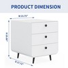 Modern Steel Bedside Table Cabinet with Circular Handles and 3 Drawers - White - 2 of 4