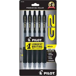 Pilot 5pk G2 Premium Gel Pens Bold Point 1.0mm Black Ink: Stationery & Office Supplies