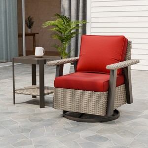EAGLE PEAK Classic 2-Piece Patio Bistro Set with Swivel Rocker Chair and Side Table, 360° Swivel Wicker Outdoor Furniture - 1 of 4