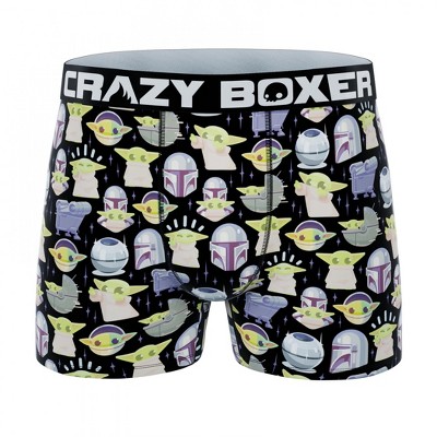 Mens Crazy Boxer Star Wars Mando and Grogu Boxer Briefs