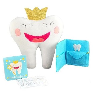 Tickle & Main 3-Piece Tooth Fairy Pillow for Boys & Girls Gifts Kit, Includes Pillow with Pocket, Notepad & Keepsake Photo Pouch - 1 of 4