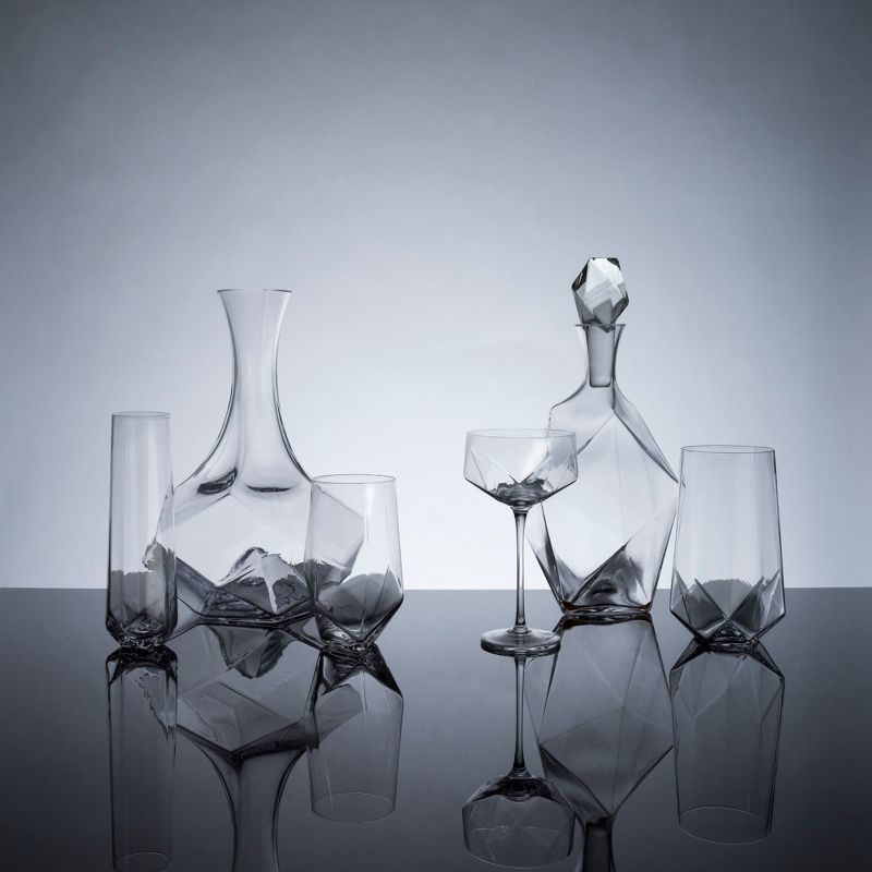 Viski Faceted Coupes Set of 2 - Modern Stemmed Cocktail Glasses, Crystal, Holds 7 oz, Clear, 5 of 10