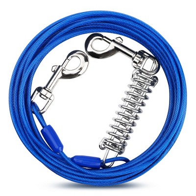 Petbobi 30ft Tie Out Cable for Small to Medium Dogs, Durable Spring and Metal Swivel Hooks Up to 120 Pounds for Outdoor, Yard and Camping, Blue