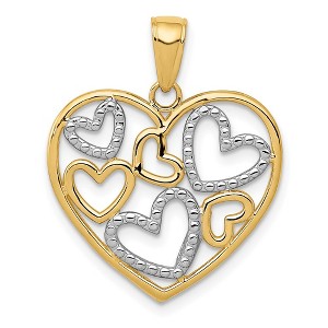 Black Bow Jewelry 14k Yellow Gold & White Rhodium Diamond Cut Multi Heart Pendant - 1 of 4