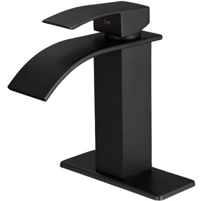 BWE Waterfall Single Handle Single Hole Low-Arc Bath Faucet Bathroom Drip-Free Vanity Sink Faucet
