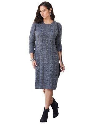 Jessica London Women's Plus Size Cable Sweater Dress
