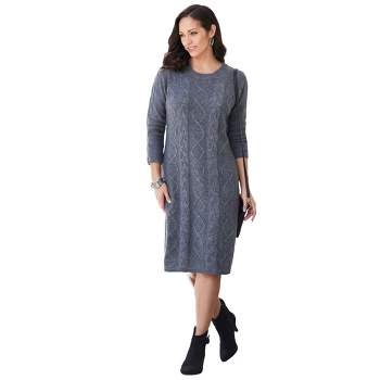 Jessica London Women's Plus Size Cable Sweater Dress