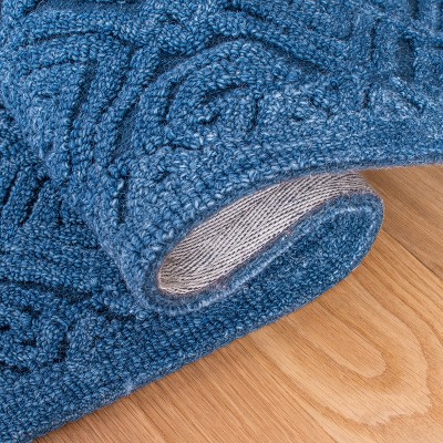 Handmade Blue Geometric Wool Area Rug