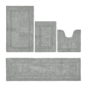 Lux Premium 100% Cotton Tufted Solid Reversible 4 Piece Bath Rug Set – Ultra-Soft, Water-Absorbent, Durable, Machine Washable Bathroom Rug - 1 of 4