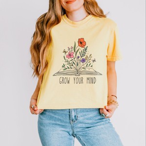 Simply Sage Market Grow Your Mind Floral Boxy Crop Top - 1 of 4