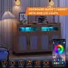 Whizmax Sideboard Buffet Cabinet With Power Outlet & LED Light, Kitchen Storage Cabinet With 2 Fluted Drawers & 4 Rattan Doors,for Kitchen,Dining Room - 4 of 4