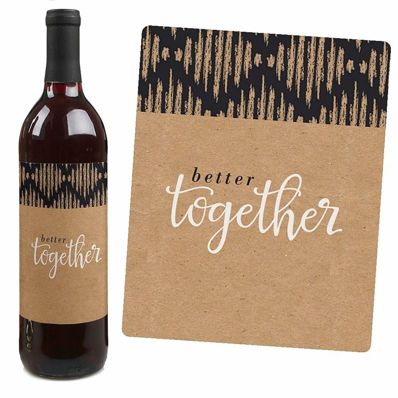 Big Dot of Happiness Better Together - Wedding Decorations for Women and Men - Wine Bottle Label Stickers - Set of 4, 3 of 9