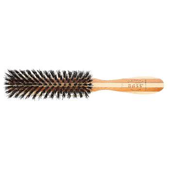 Bass Brushes | Cepillo para el cabello Shine & Condition | Cerdas naturales  FIRM | Mango de bambú puro | Óvalo grande | Acabado a rayas | Modelo 899 