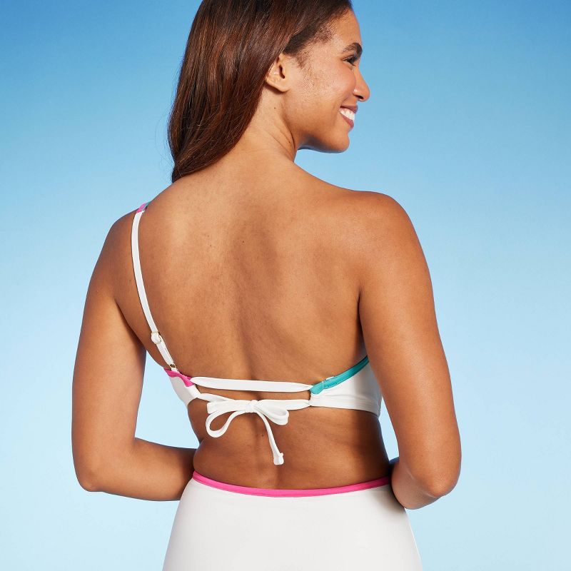 Women's Contrast Binding One Shoulder Bralette Bikini Top - Shade & Shore™, 3 of 7