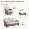 Buenhomino 6PCS Outdoor Furniture Set with 5" Thick Cushion, Outdoor Sofa Couch Set with Swivel Chairs and Ottoman, Brown Wicker Patio Furniture Set - 3 of 4