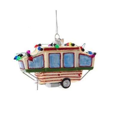 Kurt Adler Noble Gems Glass Ornament for Christmas Tree, Pop-Up Camper