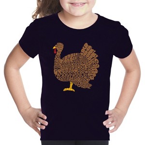 LA Pop Art Thanksgiving - Girl's Word Art T-Shirt - 1 of 4