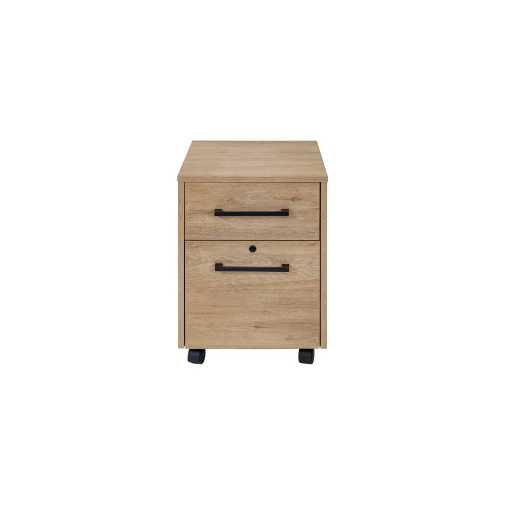 Mason Modern Two Drawer Wood Laminate File Cabinet Light Brown - Martin Furniture