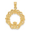 Black Bow Jewelry 14k Yellow Gold and White Rhodium Irish Claddagh Pendant, 20mm - 3 of 4