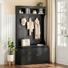 QingMoon 6-in-1 Storage Hall Tree with Bench and Shoe Cabinet, Anti-toppling Coat Rack with 7 Hooks, 2 Drawers and Adjustable Shelves for Entryway - 2 of 4