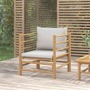 vidaXL Durable Natural Finish Bamboo Patio Sofa with Light Gray Cushions - Comfortable Seating with Backrest, Easy Assembly, and Modular Design. - 2 of 4