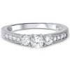 Pompeii3 1/2ct Three Stone Round Diamond Engagement Ring 14K White Gold - 3 of 4