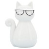 Sagebrook Home Cat with Glasses Sculpture - Contemporary Porcelain White and Black Cat Statue for Home or Office Decor - 2 of 4