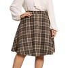 Agnes Orinda Women's Plus Size Plaid Elastic High Waist Button Front A-Line Skirt - 2 of 4
