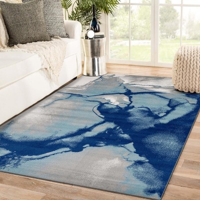 Luxe Weavers Modern Abstract Watercolor Indoor Blue Area Rug