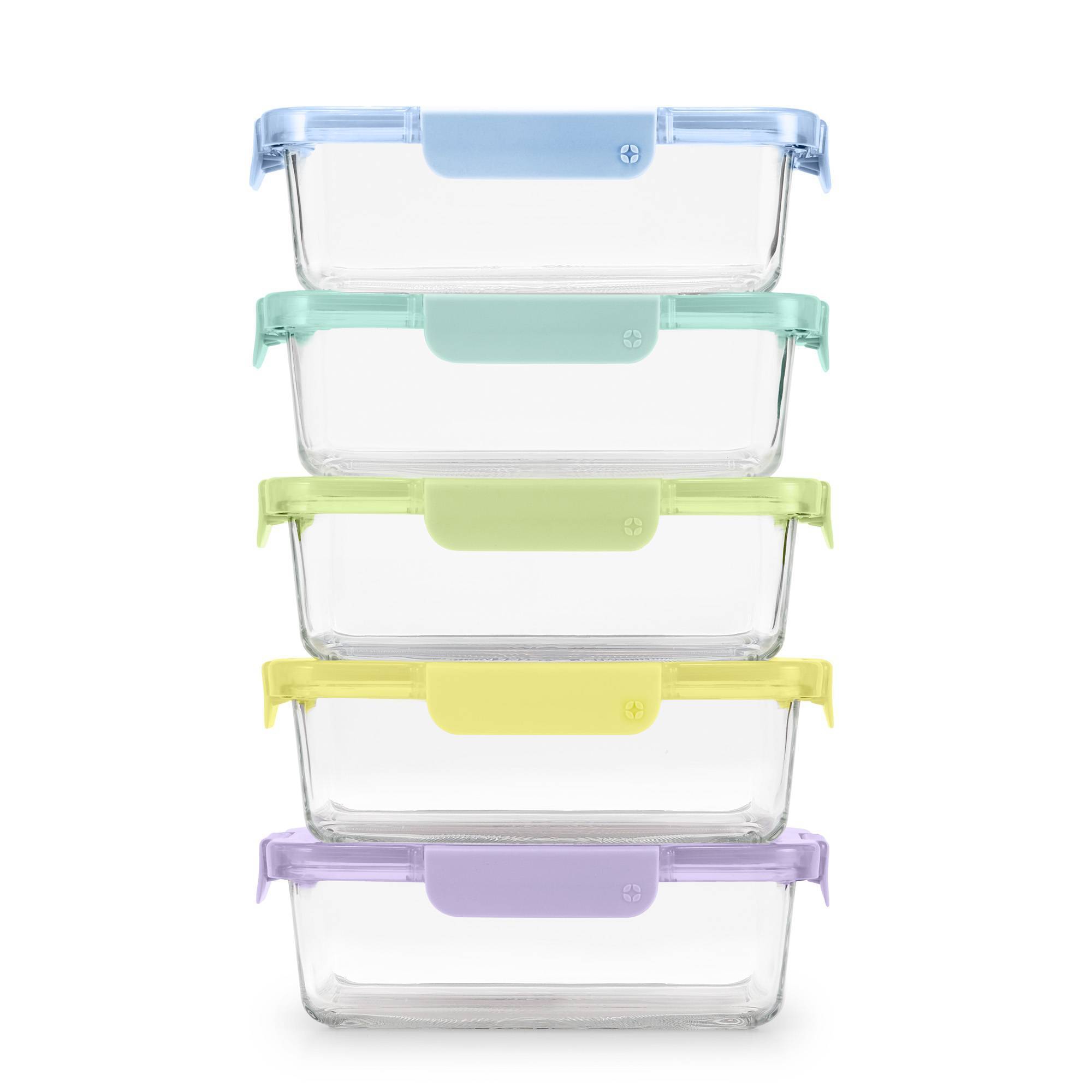 Ello Color Lock 10pc (set of 5) Glass Meal Prep Food Storage Containers Set Multicolor Pastels