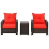 Outsunny 3 Piece Patio Furniture Set, PE Rattan Wicker Storage Table and Chairs w/ Tufted Cushions - 4 of 4