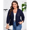 Plus Size 3/4 Sleeve Knitted Cardigan Lightweight Open Front Coat Cardigans - 3 of 4