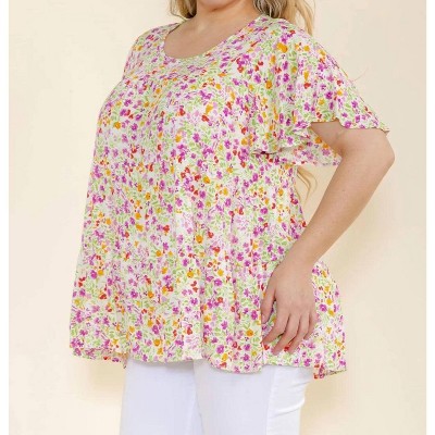 Women's Preity Plus Size Floral Print Tunic Top - Glitzy Girlz
