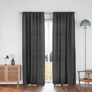 Awesome Home  Cotton Blend Light Filtering Back Tab Curtains (2 Panels) - 1 of 4