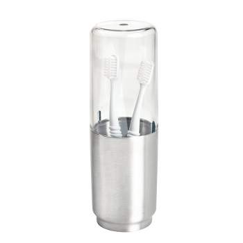 iDESIGN Austin Covered Toothbrush Holder Clear/Brushed
